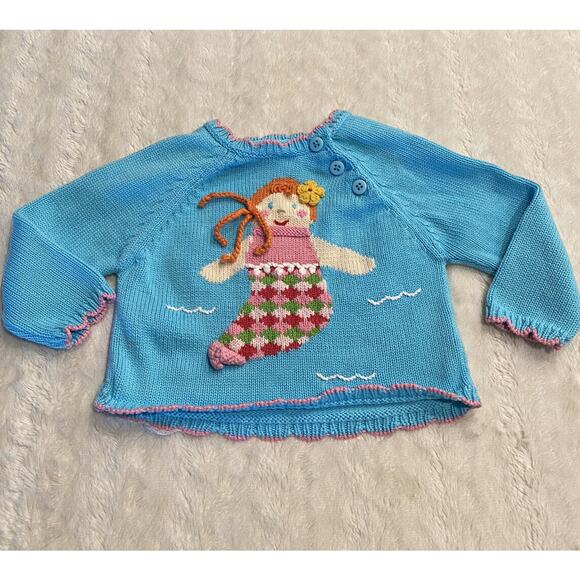 Zubels Baby Knit Mermaid Ocean Sea Sweater Size 6 Colorful Months Artsy - Picture 1 of 7